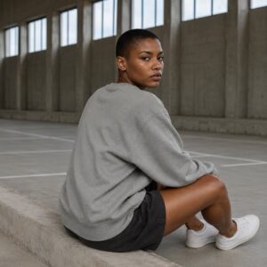 Ashley Green oversized crew sweatshirt — Sweatshirts by WFXC. worn by a model.