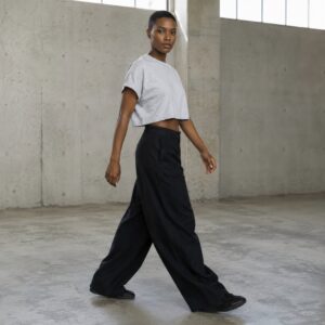 Flintfield boxy crop tee — Jersey Tees by WFXC. worn by a model.