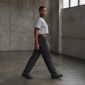Amersham boxy crop tee — Jersey Tees by WFXC. worn by a model.