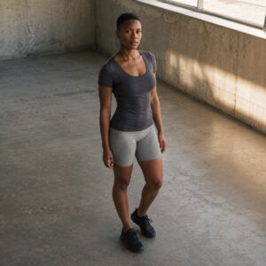 Latimer fitted scoop tee — Jersey Tees by WFXC. worn by a model.