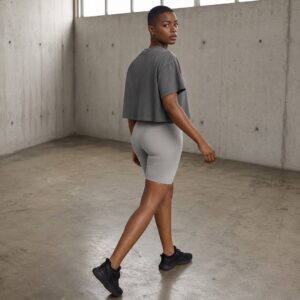 Millbrook boxy crop tee — Jersey Tees by WFXC. worn by a model.
