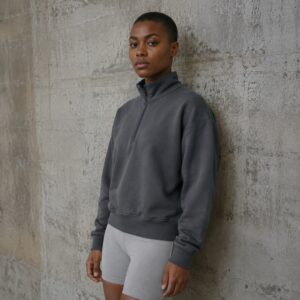 Bellingdon half zip sweatshirt — Zip Tops by WFXC. worn by a model.