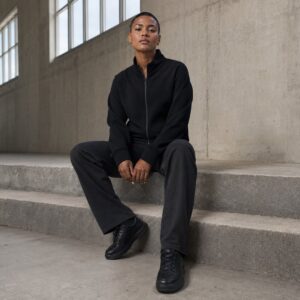 Latimer zip through track top — Zip Tops by WFXC. worn by a model.