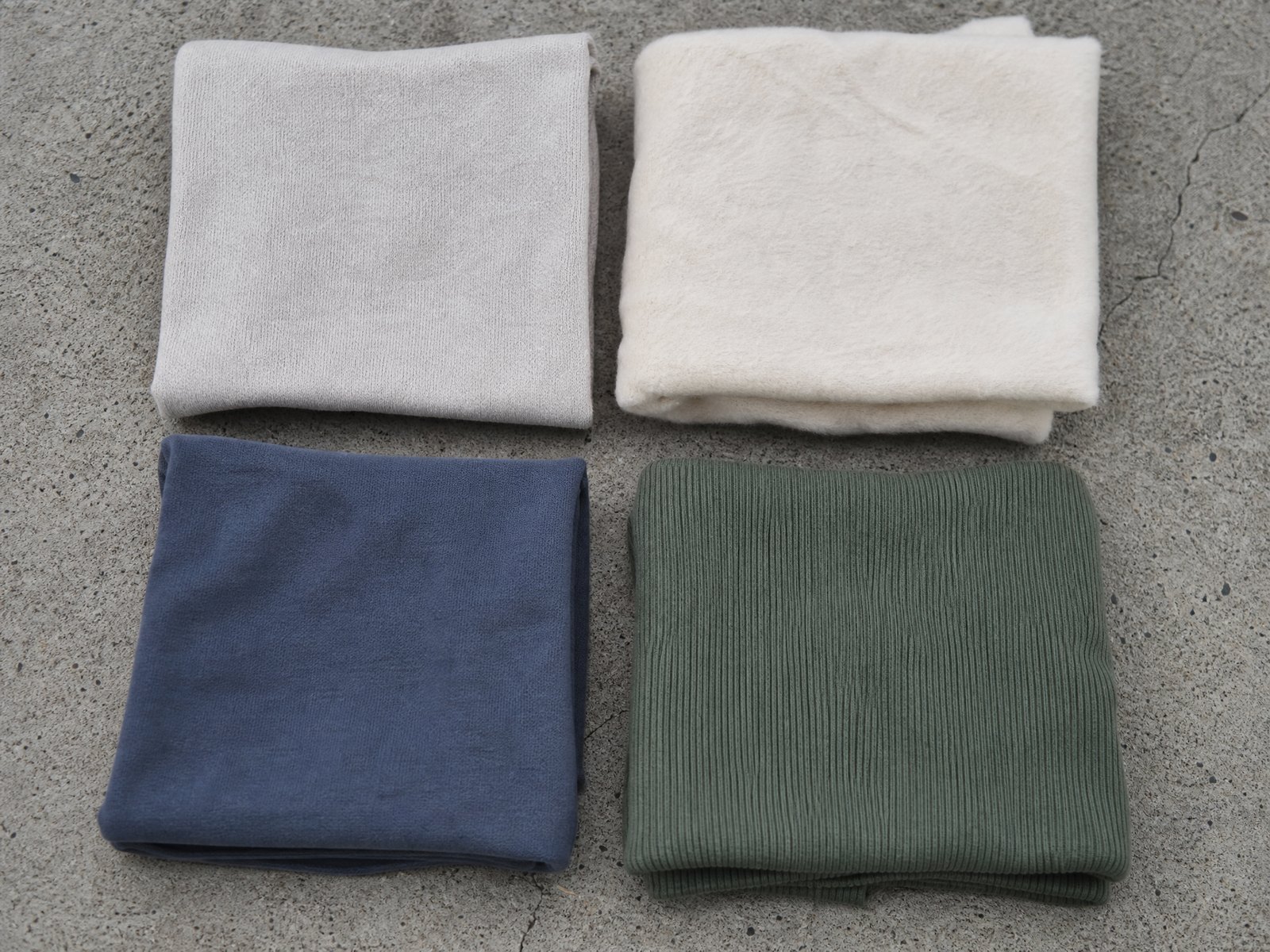 The organic cotton jerseys and ribs we cut, shown together